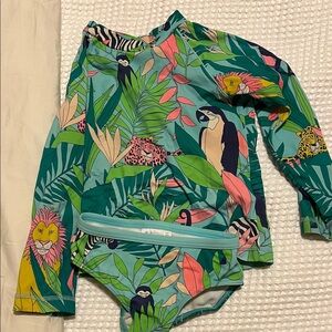 Boden Kids Jungle Print Swim Rashguard Set